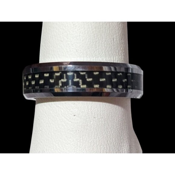 JSFG Tungsten Carbide Fiber Inlay Men's Wedding Ring 6mm Size 9 - Picture 1 of 13